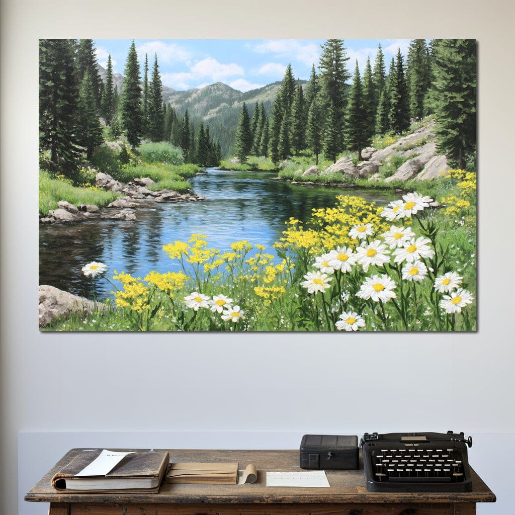 Alpine River Wildflower Glow Canvas Wall Art
