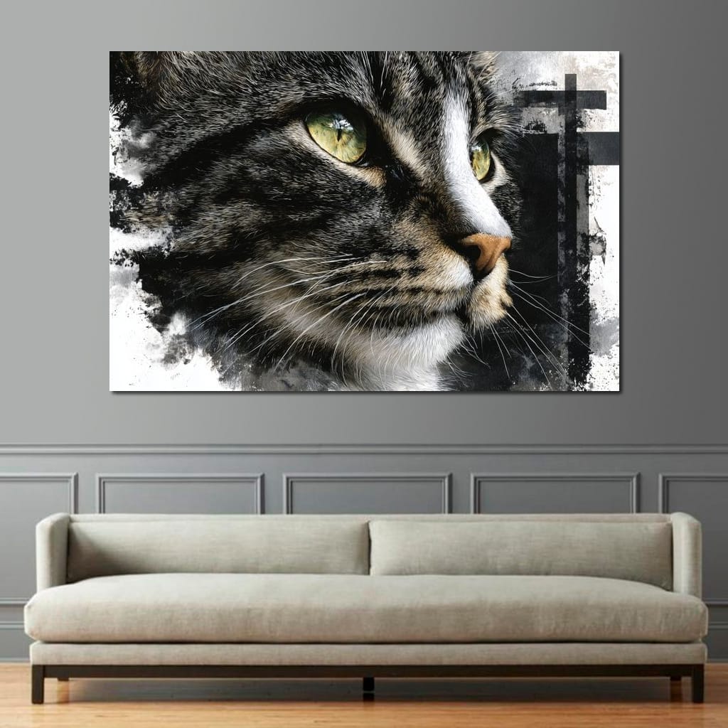 Golden Eyed Cat Portrait Canvas Wall Art