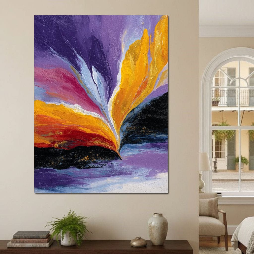 Golden Rift Over Violet Tide Canvas Wall Art