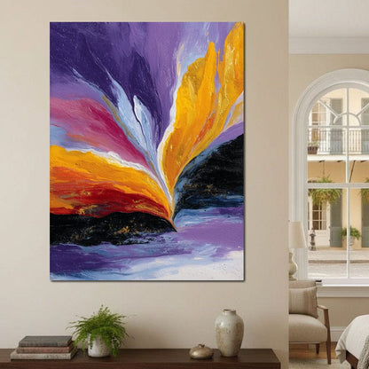 Golden Rift Over Violet Tide Canvas Wall Art