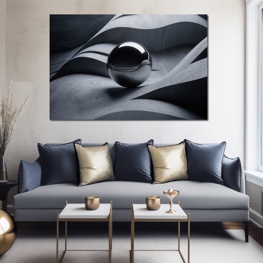 Black Mirror Sphere Canvas Wall Art
