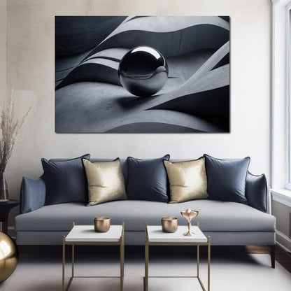 Black Mirror Sphere Canvas Wall Art