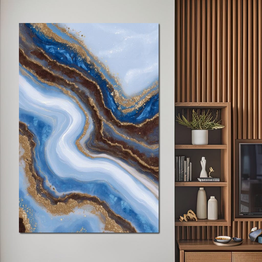 Blue Geode Gold River Flow Canvas Wall Art