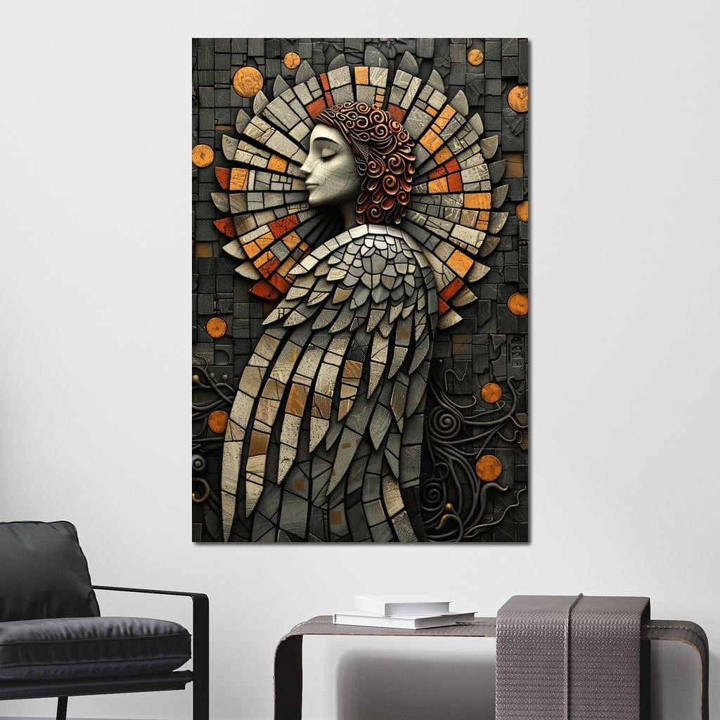 Mosaic Angel Enchantment Canvas Wall Art