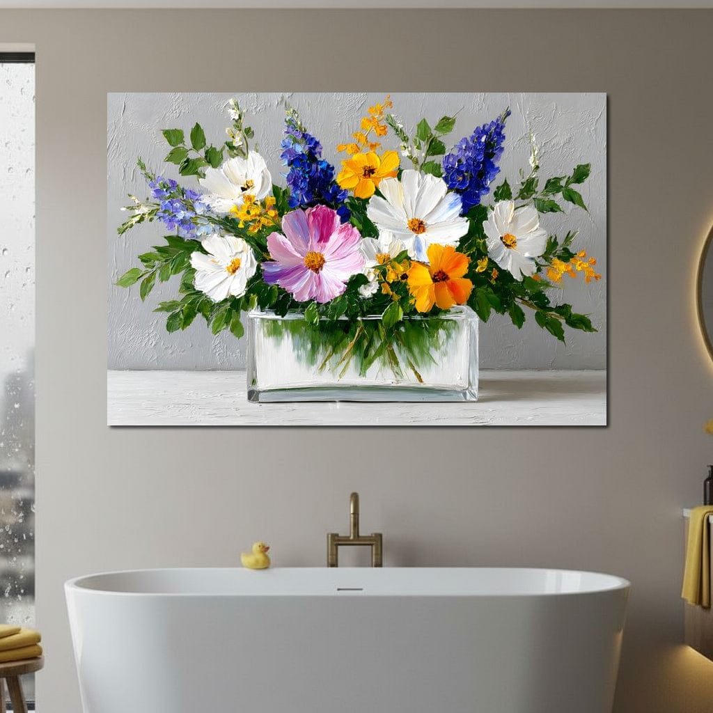 Sunlit Wildflower in Water Canvas Wall Art