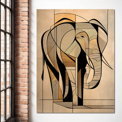 Majestic Geometric Elephant Canvas Wall Art