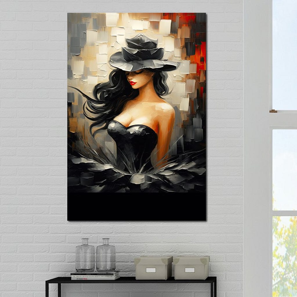 Noir Elegance in Bloom Canvas Wall Art