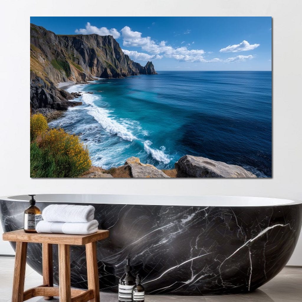 Wild Sea Cliffs Panorama Canvas Wall Art