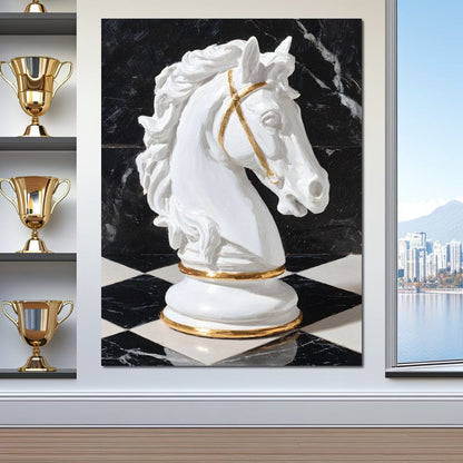 Gilded Knight on Marble Board Canvas Wall Art