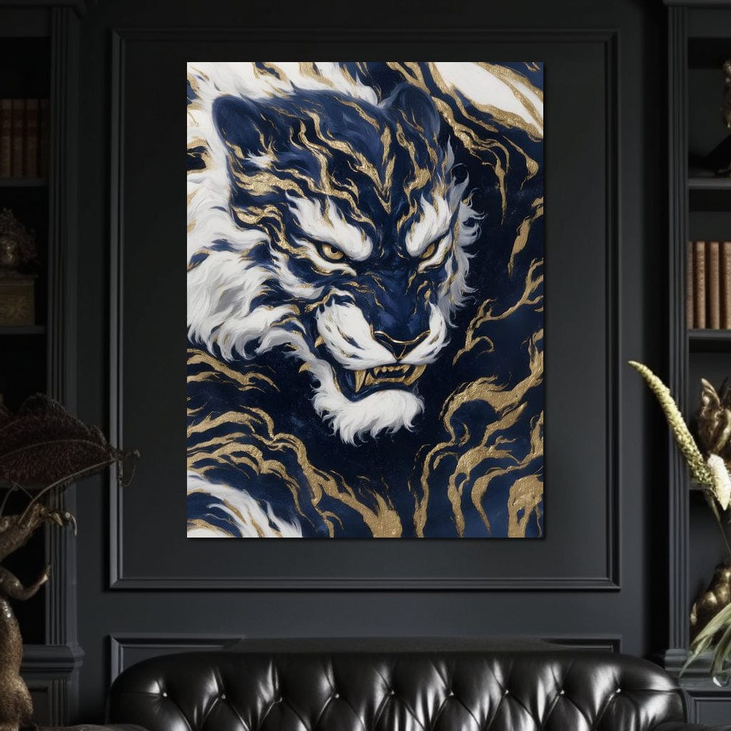 Majestic Midnight Gold Tiger Canvas Wall Art