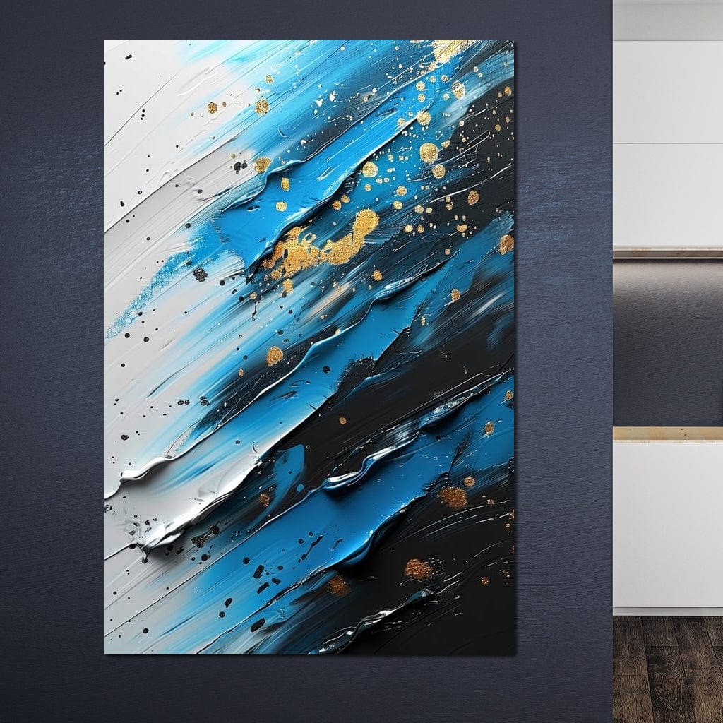 Sapphire Strokes Gold Specks 1 Canvas Wall Art