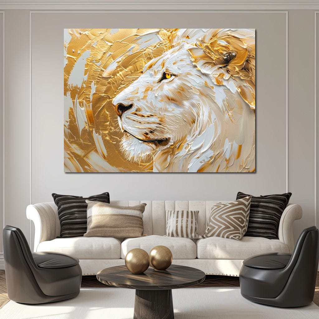 Golden Monarch Lion Canvas Wall Art