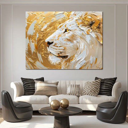 Golden Monarch Lion Canvas Wall Art