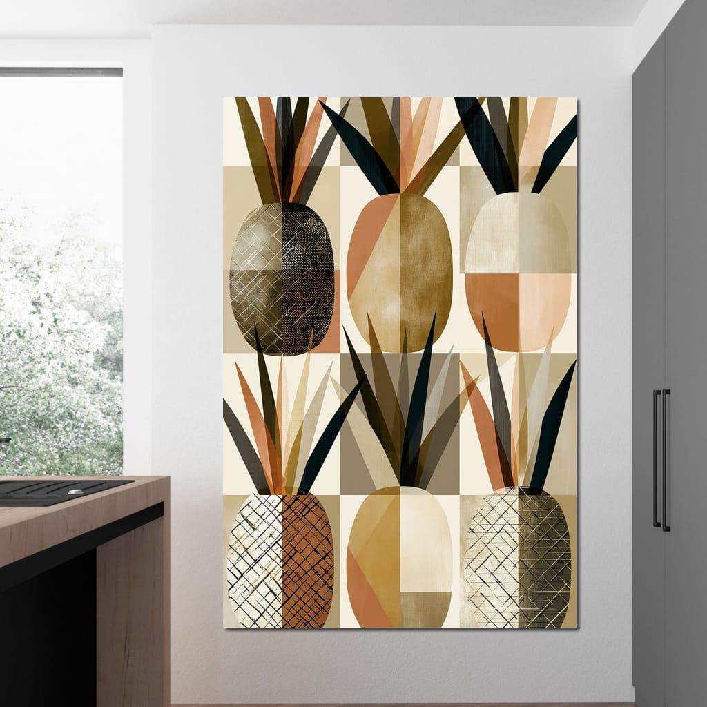 Geometric Tropical Pineapples Study Canvas Wall Art