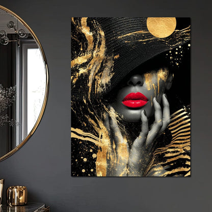 Modern Noir Gold Elegance Portrait Canvas Wall Art