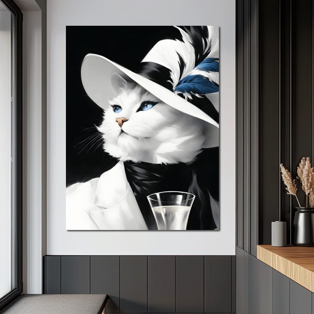 Sophisticated Feline Reverie Canvas Wall Art