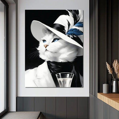 Sophisticated Feline Reverie Canvas Wall Art