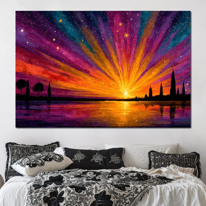 Vibrant Celestial Horizon Canvas Wall Art