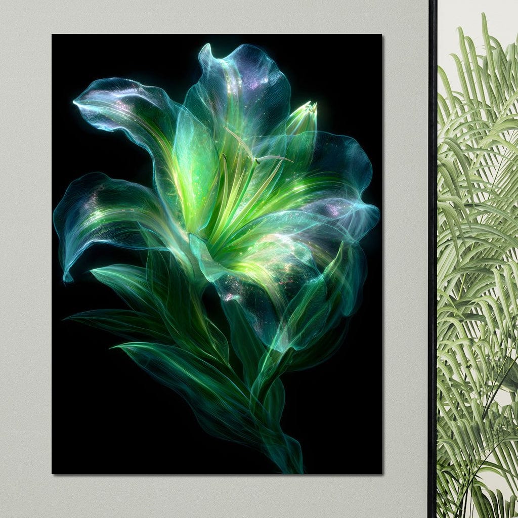 Radiant Emerald Flora Pulse Canvas Wall Art