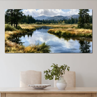 Silent Waters Reflecting Mountain Clouds Canvas Wall Art