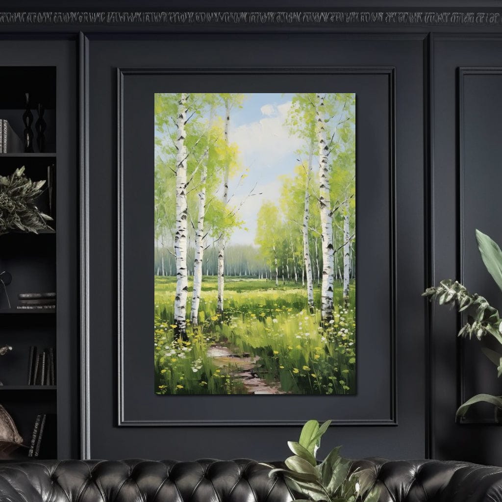 Birch Forest Springtime Canvas Wall Art