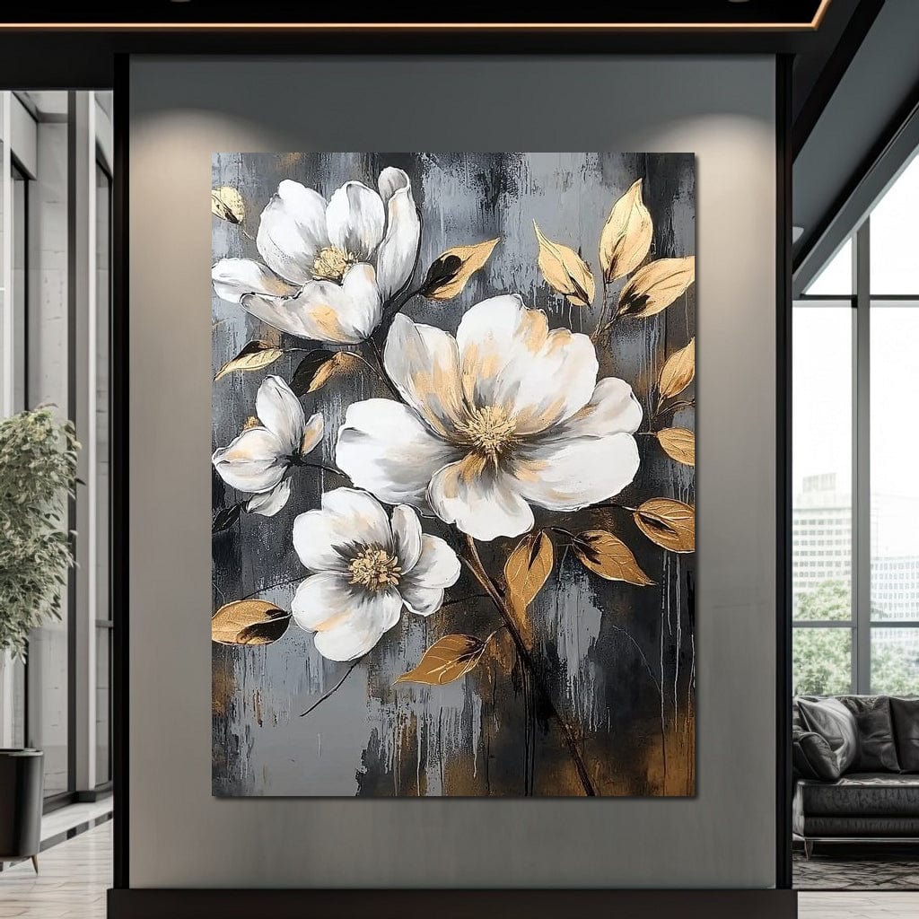Golden Blossom Reflections Canvas Wall Art