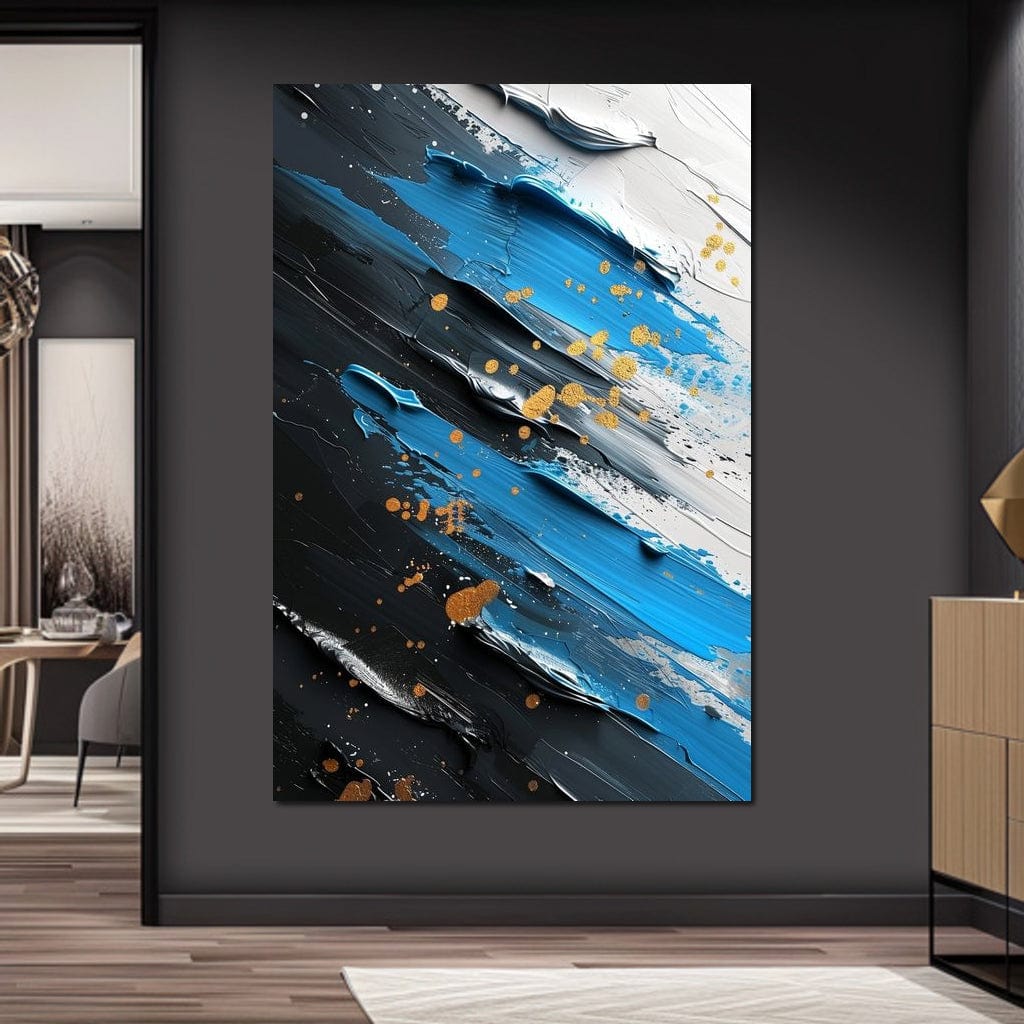 Sapphire Strokes Gold Specks 2 Canvas Wall Art
