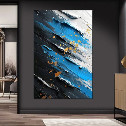 Sapphire Strokes Gold Specks 2 Canvas Wall Art