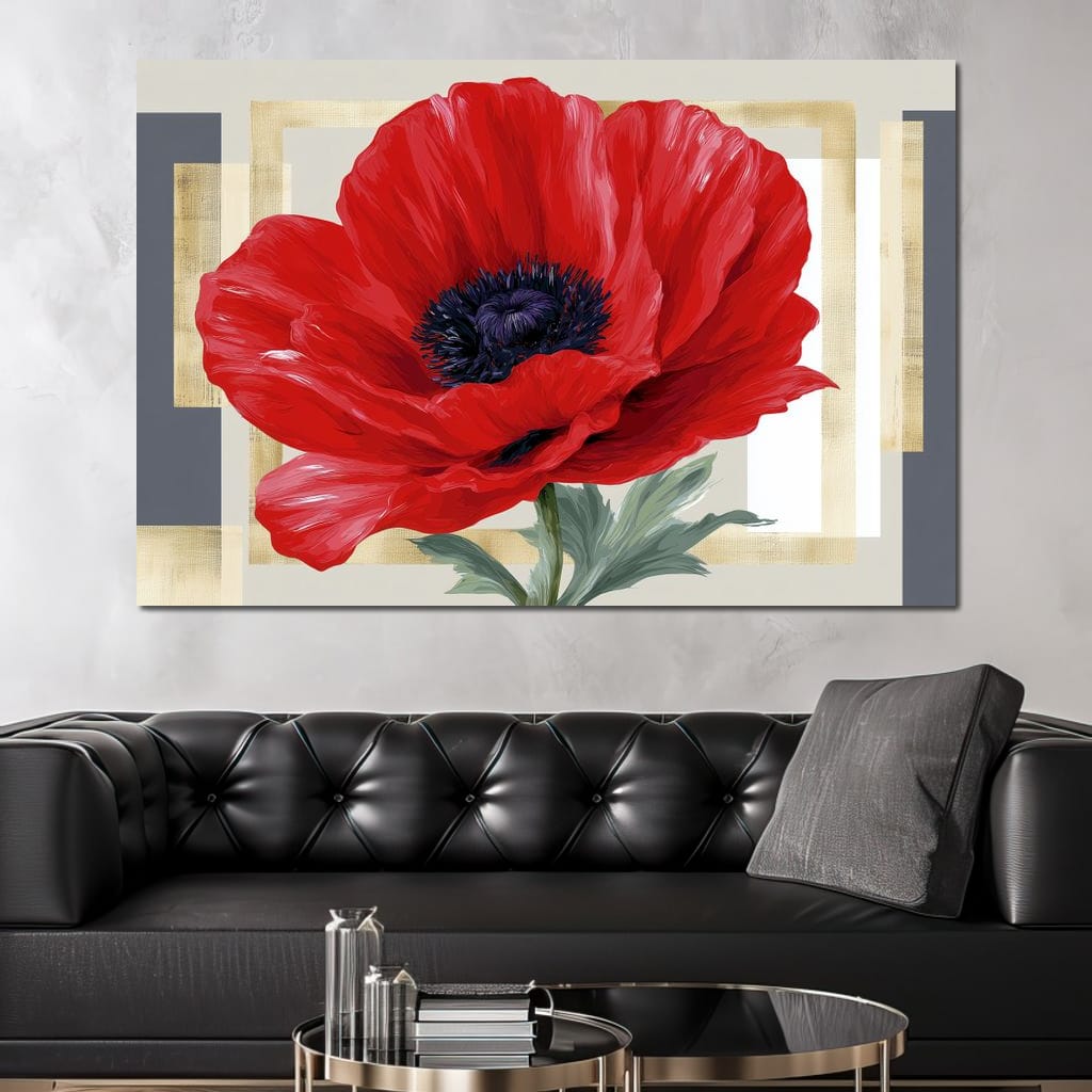 Bold Poppy Bloom Portrait Canvas Wall Art