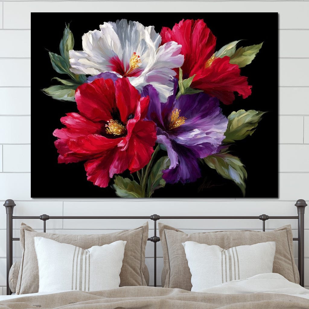 Velvet Peony Trio Bouquet Canvas Wall Art