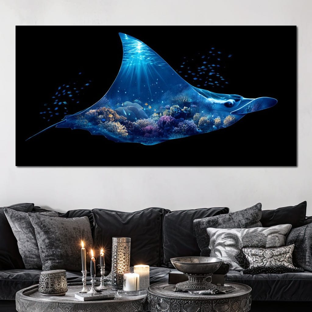 Ocean Manta Reef Lightfall Canvas Wall Art