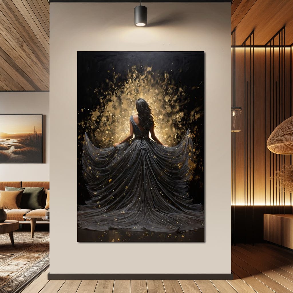 Ethereal Flight in Sparkling Gown Canvas Wall Art