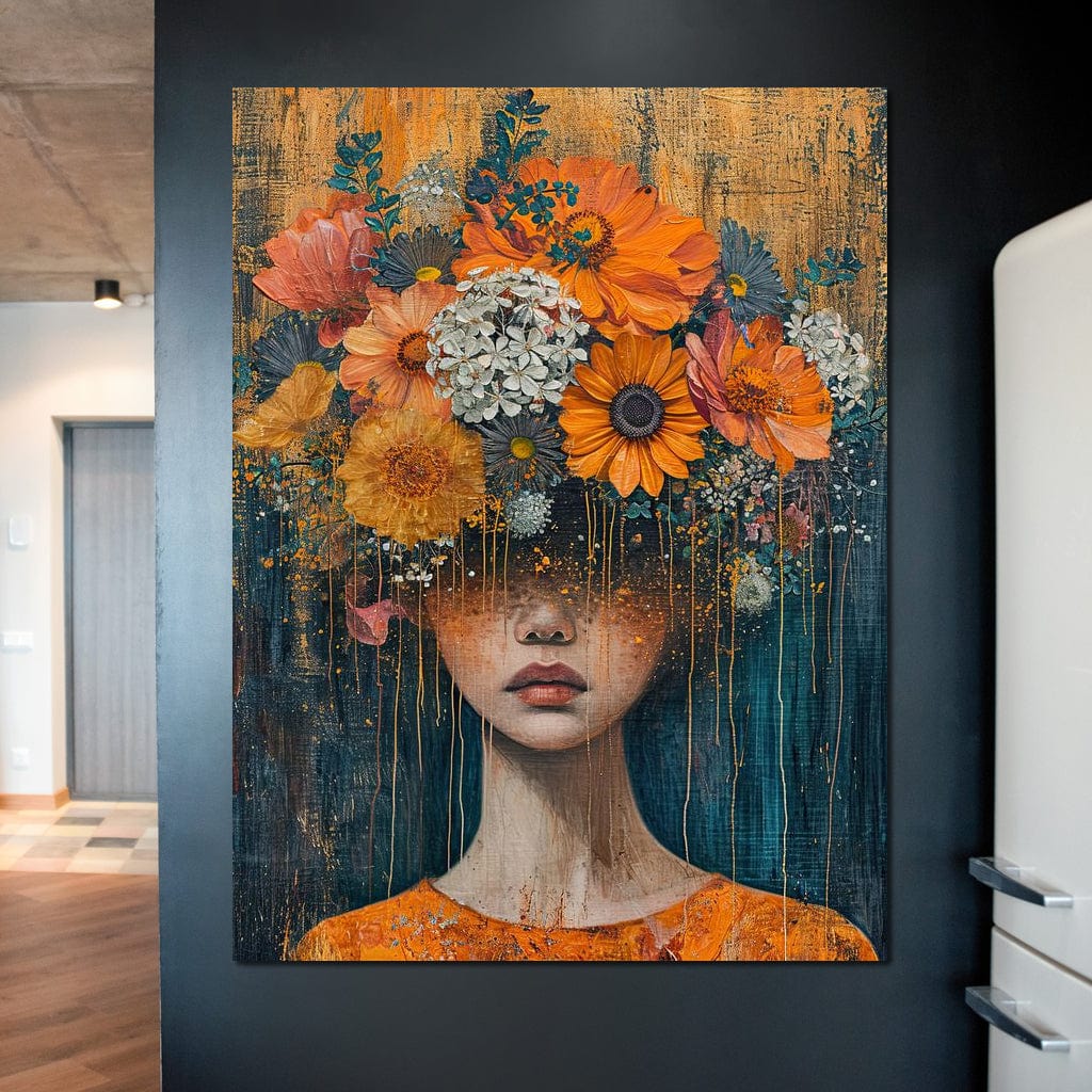 Blossoming Silence Dripping Gold Canvas Wall Art