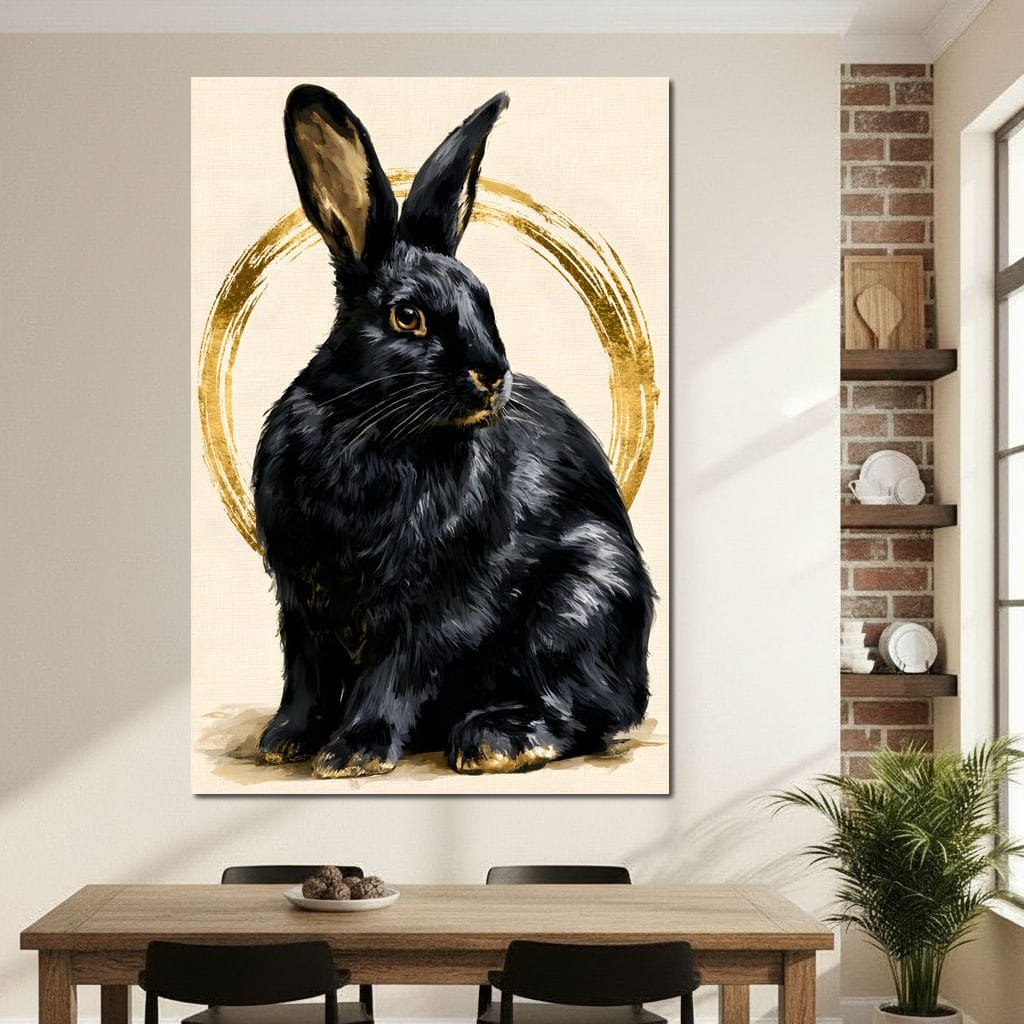 Gilded Hare Watching The Horizon Canvas Wall Art