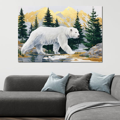 Majestic Polar Bear Wilderness Stroll Canvas Wall Art