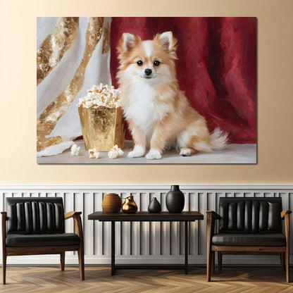 Pomeranian Popcorn Soiree Canvas Wall Art
