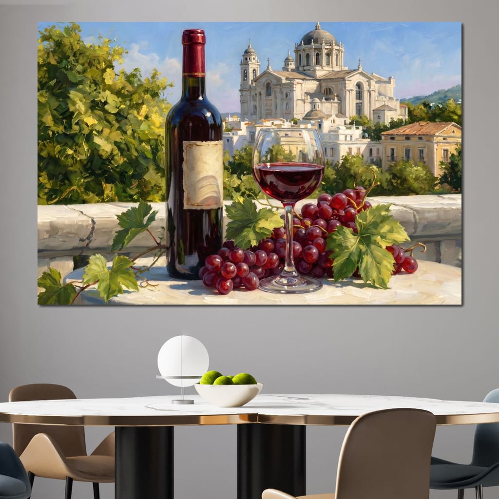 Vintage Wine Harvest Near Cathedral Canvas Wall Art