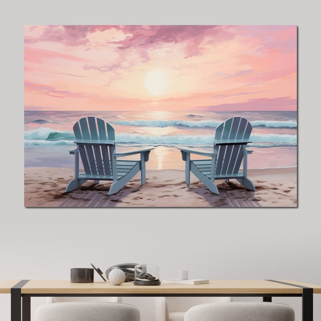 Vacation Beach Chairs Canvas Wall Art