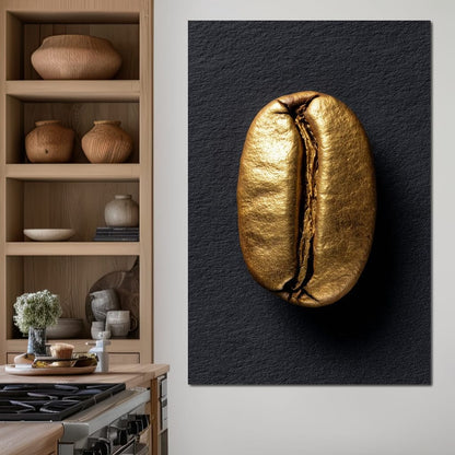 Golden Coffee Bean Minimalism Canvas Wall Art