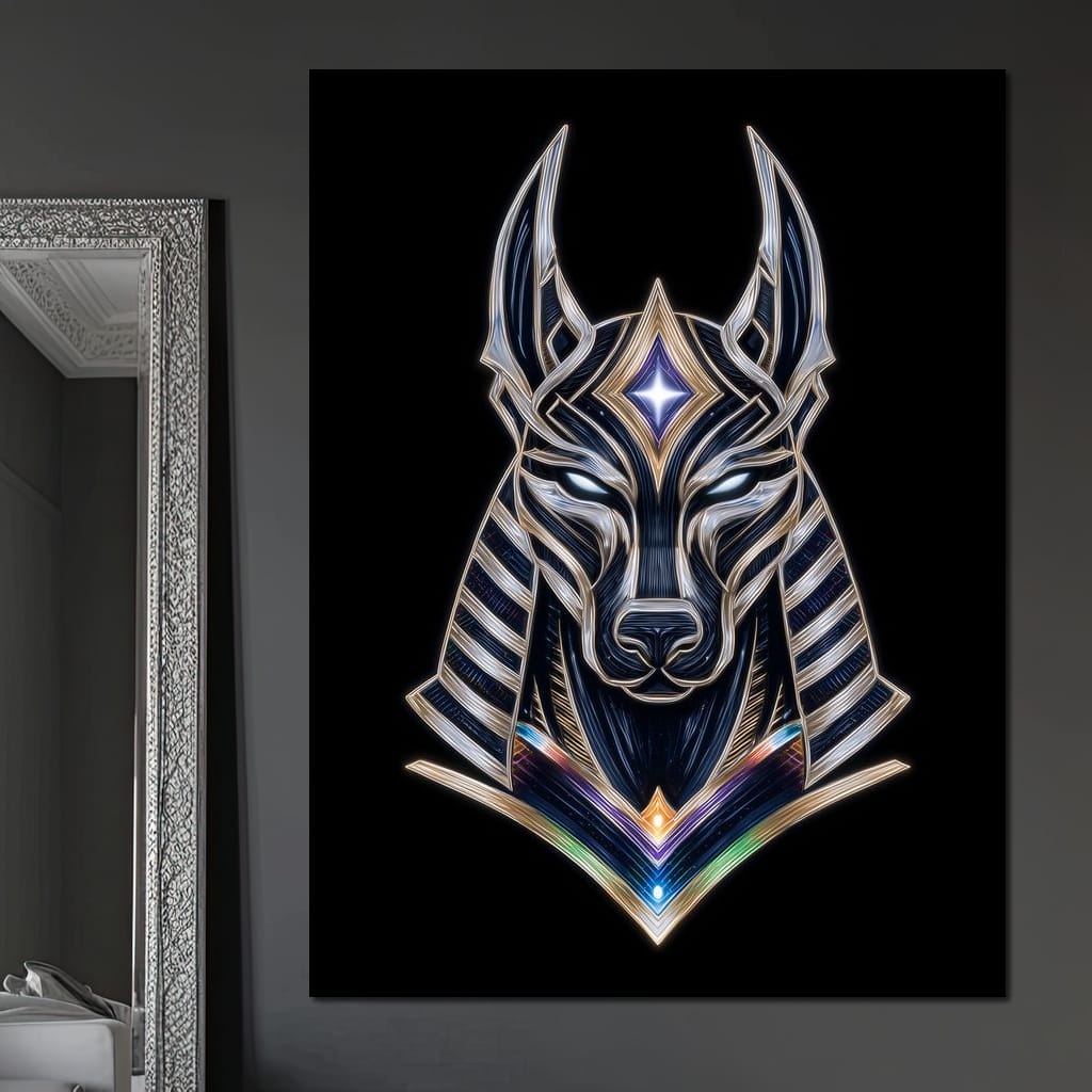 Celestial Anubis Guardian Canvas Wall Art