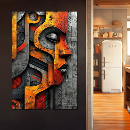Metallic Face Labyrinth Illusion Canvas Wall Art