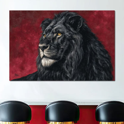 Midnight King Black Lion Portrait Canvas Wall Art