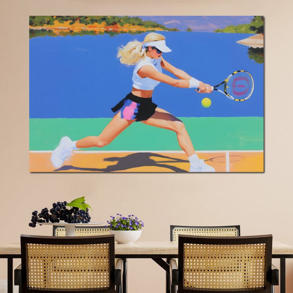 Summer Lakecourt Tennis Rally Canvas Wall Art
