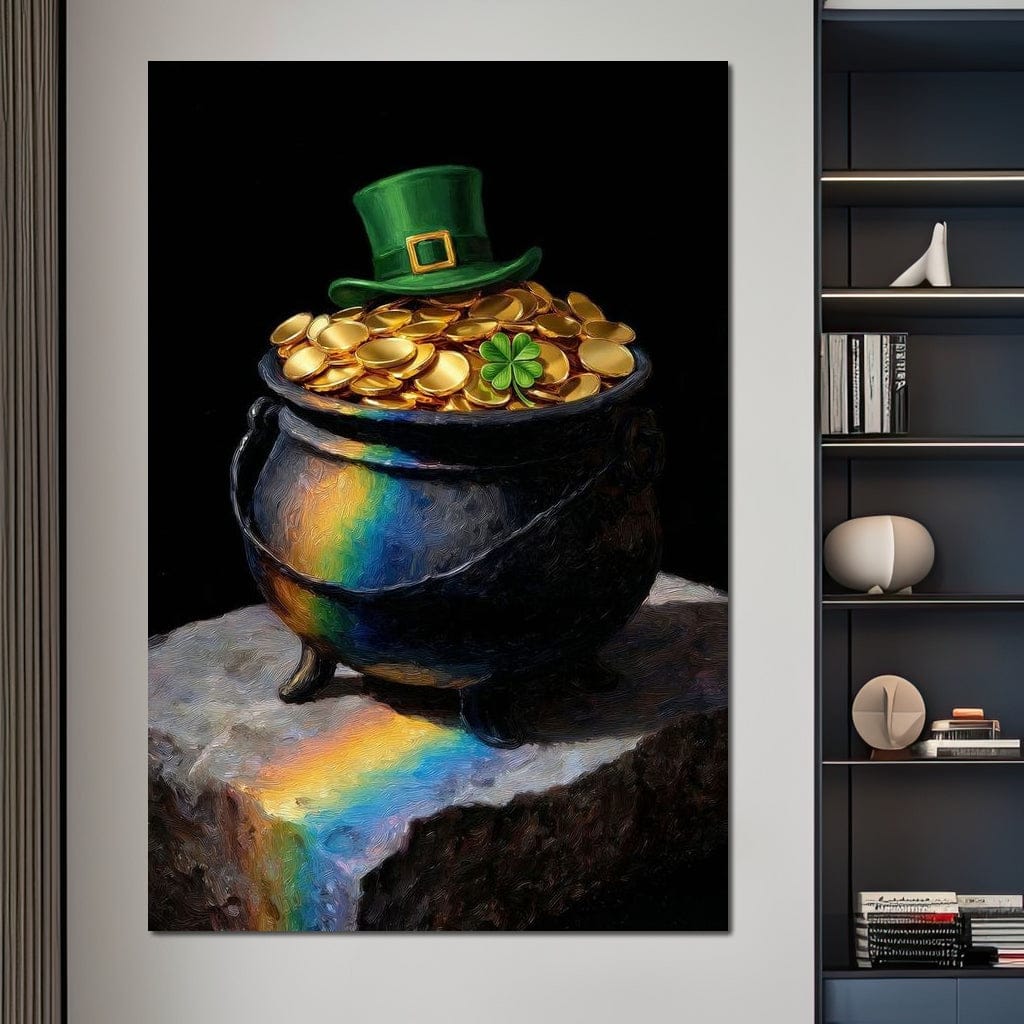 Leprechaun Gold Pot Luck Canvas Wall Art