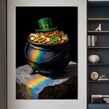 Leprechaun Gold Pot Luck Canvas Wall Art
