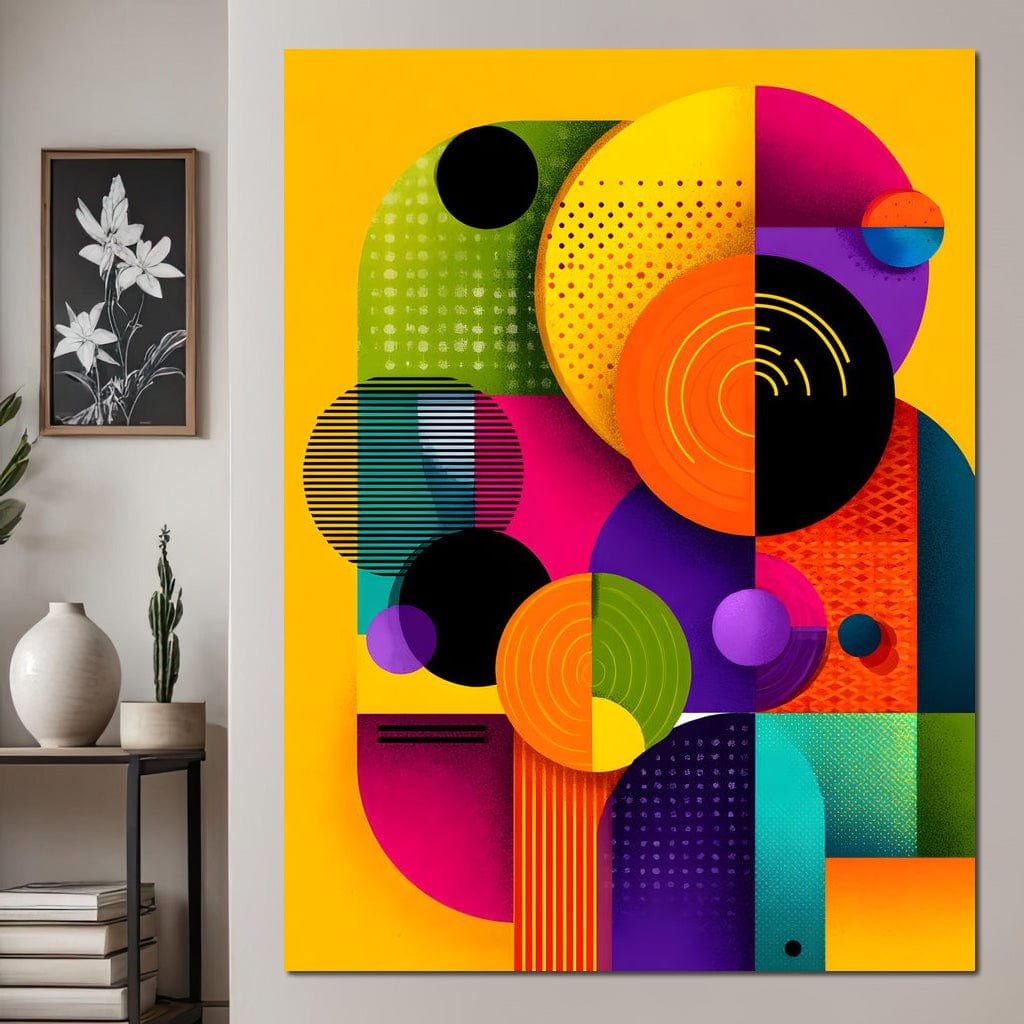 Vivid Geo Orbit Kaleidoscope Canvas Wall Art