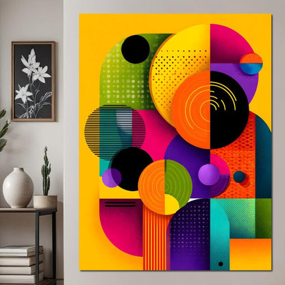 Vivid Geo Orbit Kaleidoscope Canvas Wall Art