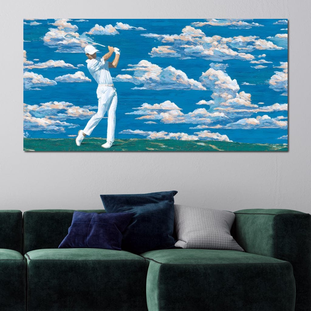 Swinging Through Dream Clouds Canvas Wall Art