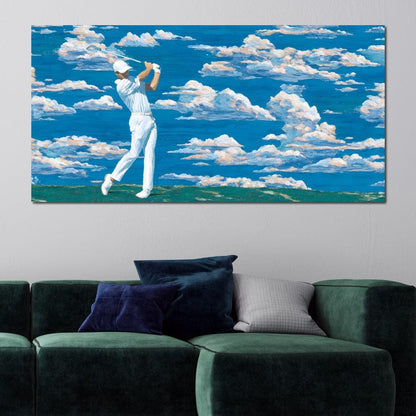 Swinging Through Dream Clouds Canvas Wall Art