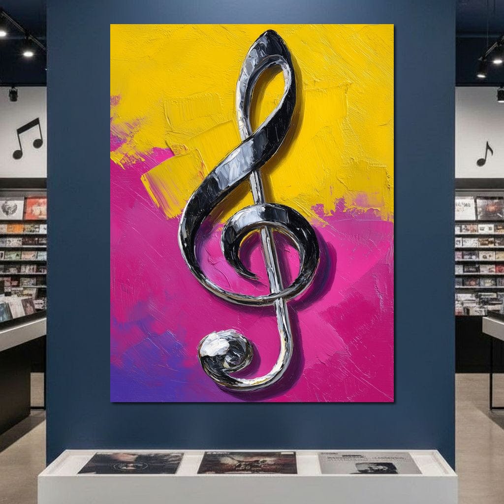 Electric Treble Clef Glow Canvas Wall Art